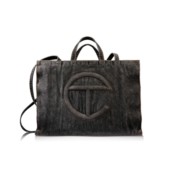 Large Telfar Denim Shopper- Black - Picture 3 of 7